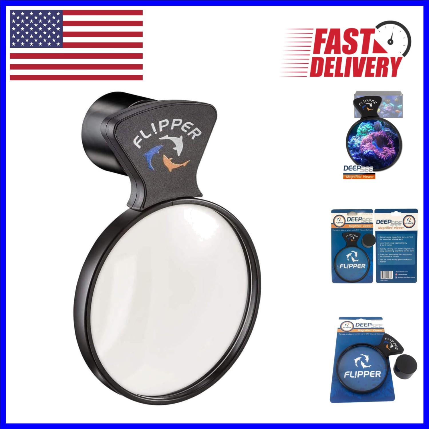 Durable Flipper DeepSee Aquarium Viewer for Coral and Fish Observation - Black