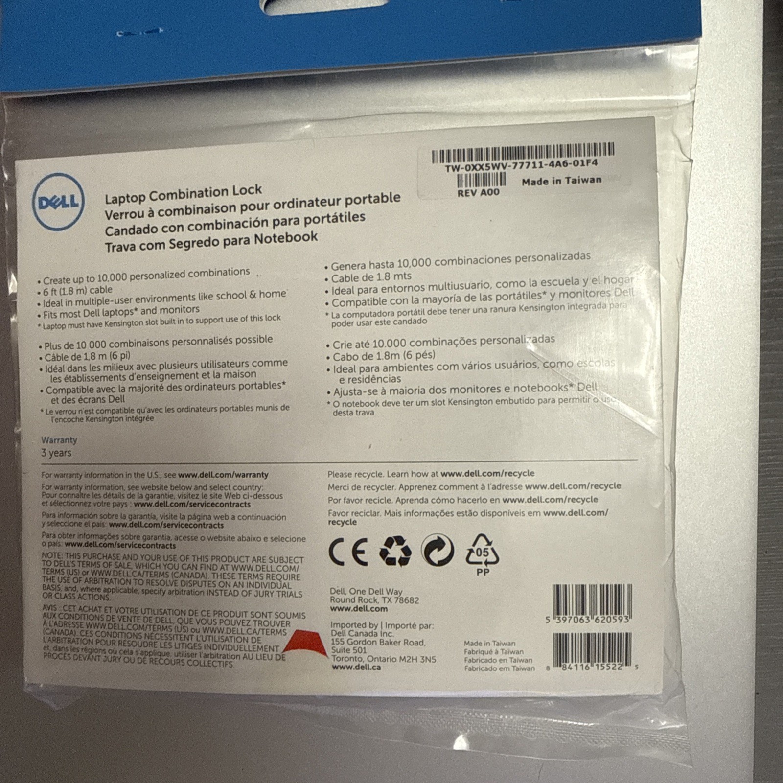 Dell Computer Combination lock laptop devices Premium - NEW