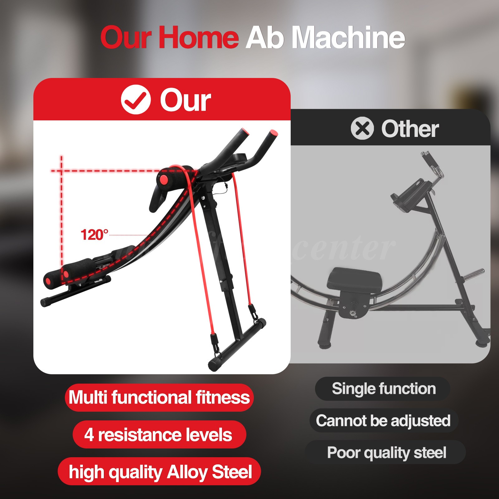 Adjustable Height Single Track Abdominal Trainer Foldable 440lbs Capacity
