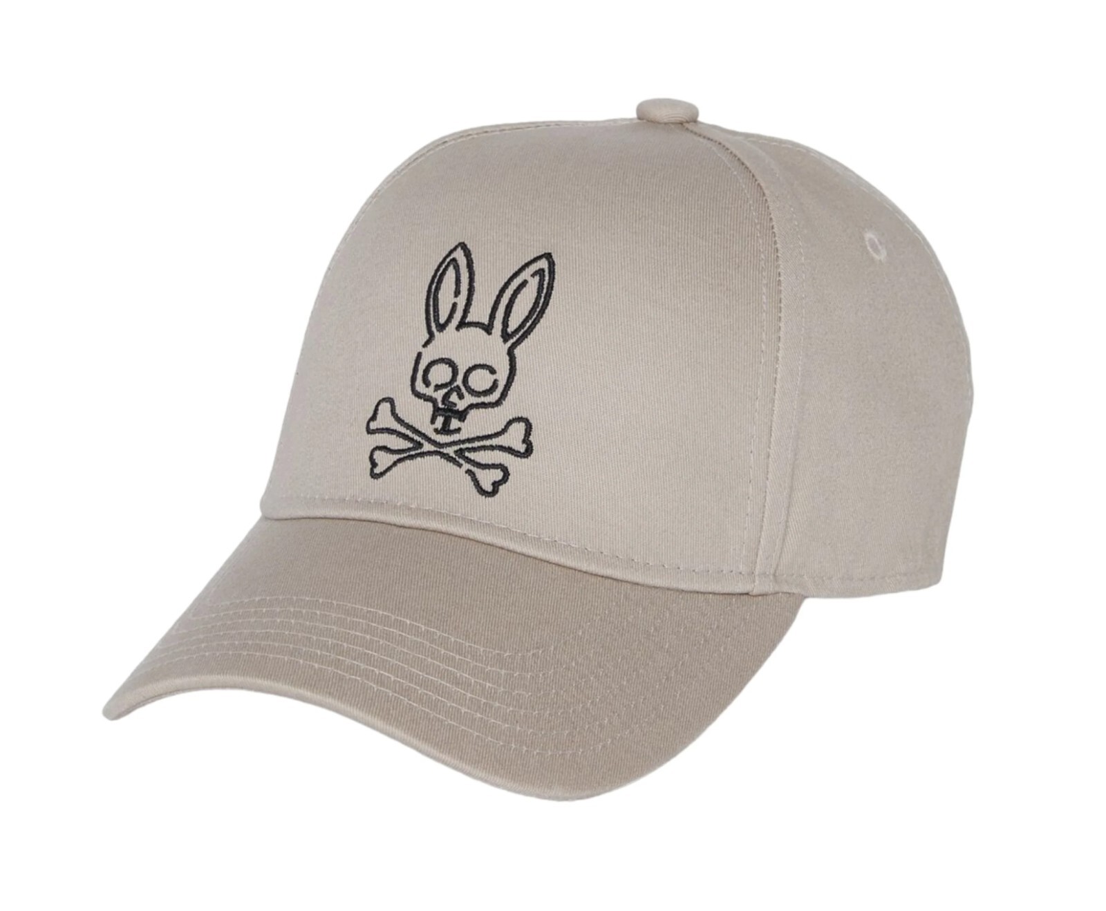 Psycho Bunny Men's Sandstone Beige Flavin Embroidered Bunny Baseball Cap