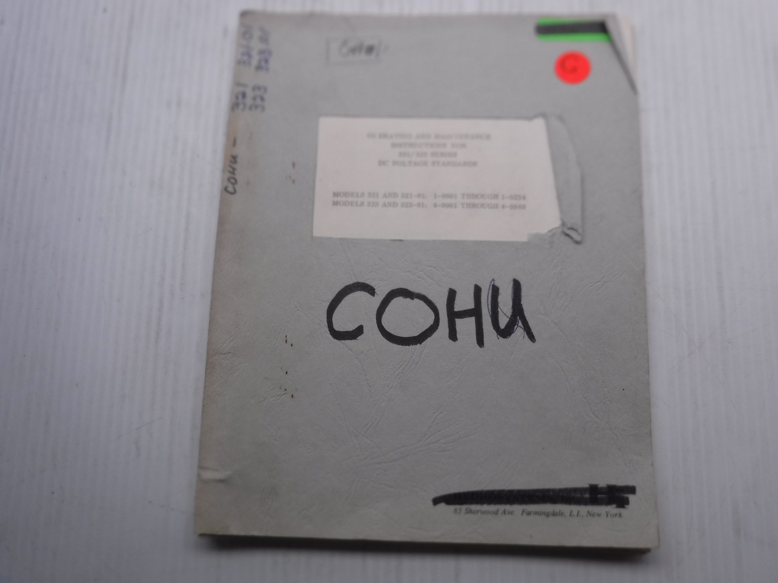 Cohu 321/323 Series DC Voltage Standards Manual Code No. 15X-59