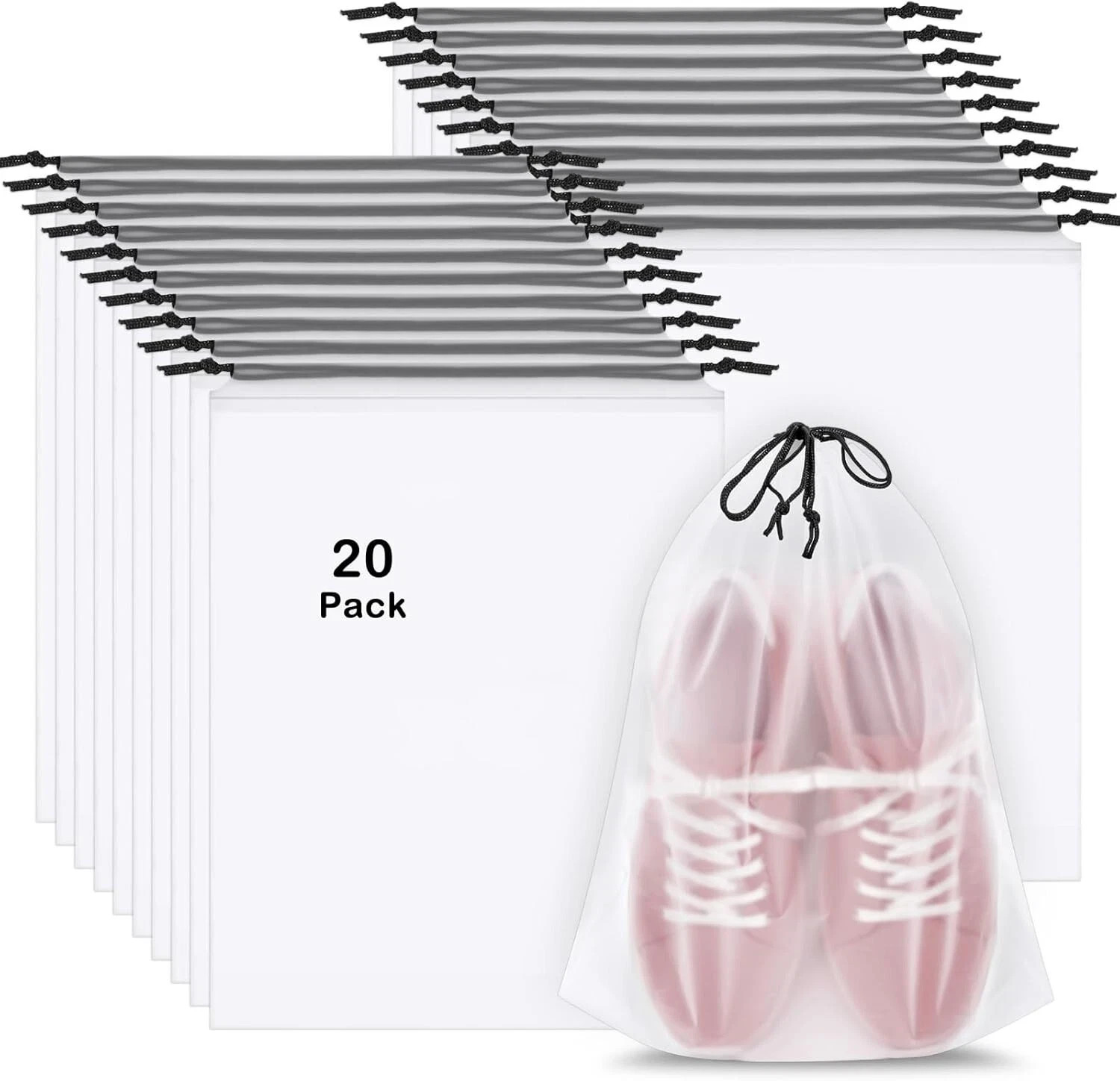 18 Pack Shoe Bags for Travel, 15.7" X 11.8" Clear Travel Shoe Bags for Packing,