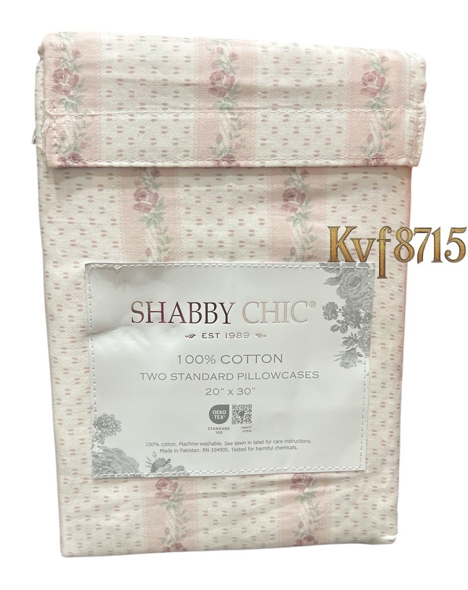 Shabby Chic 2 Standard Size Cotton Pillowcases Pink Floral Cute Floral