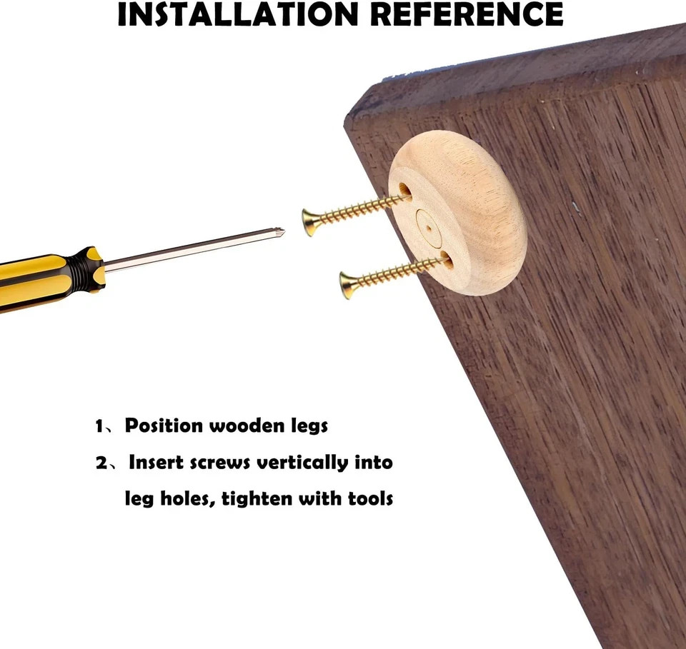 30MM Furniture Legs 1 Inch Set of 4,Round Short Replacement Wood Bun Feet for Co