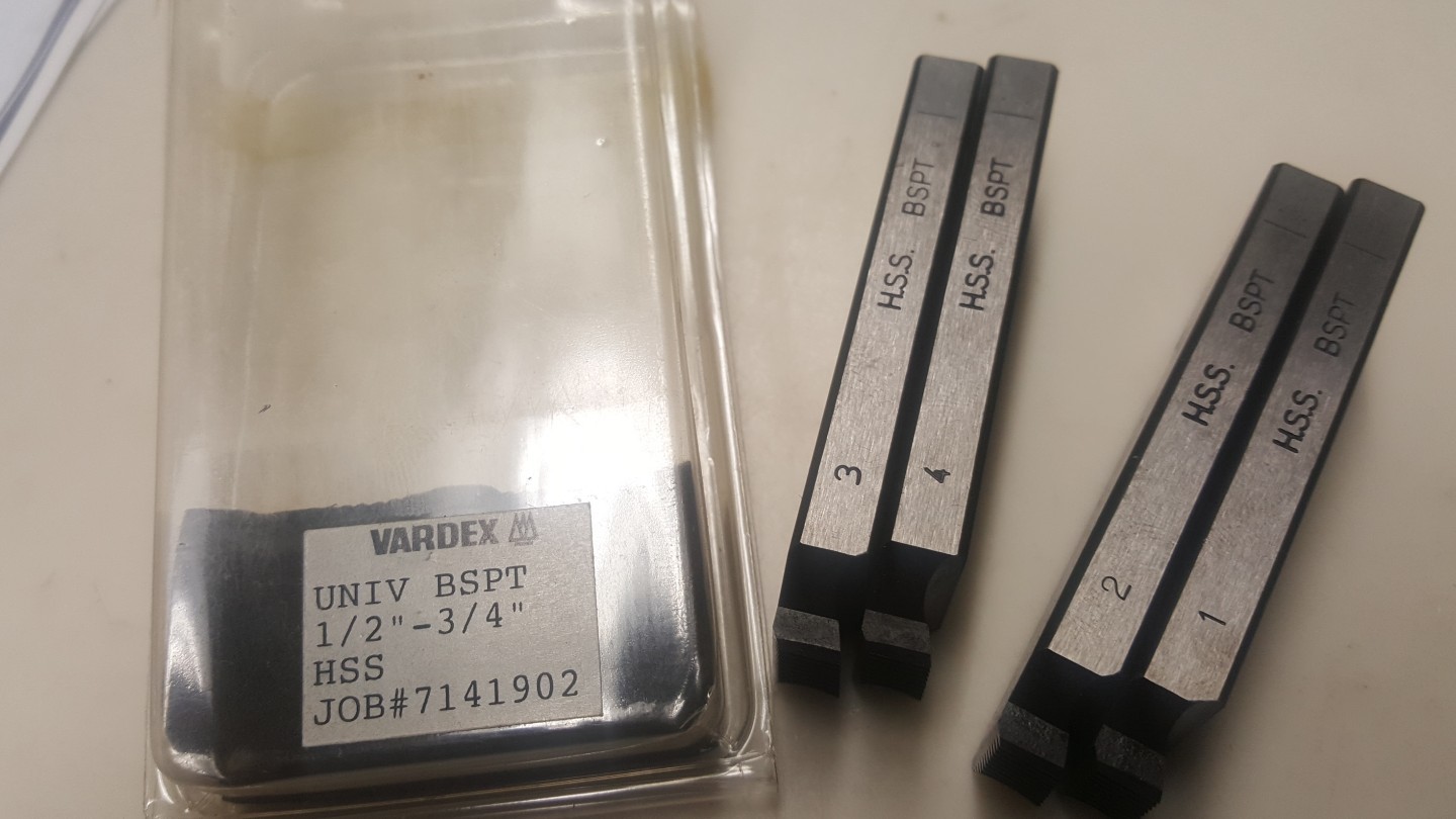 New Vardex Universal BSPT 1/2"-3/4" HSS bolt dies