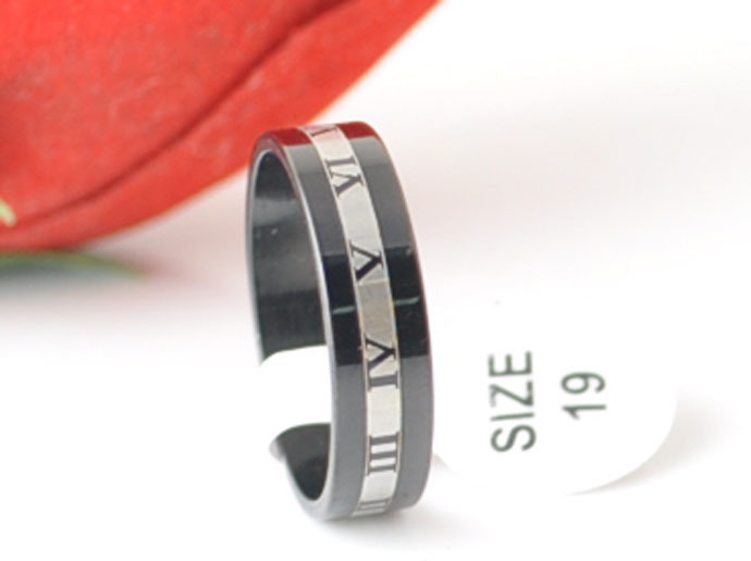 Men's Women Teenage Steel Ring New Roman Cipher Black I V Ix XII Xxx