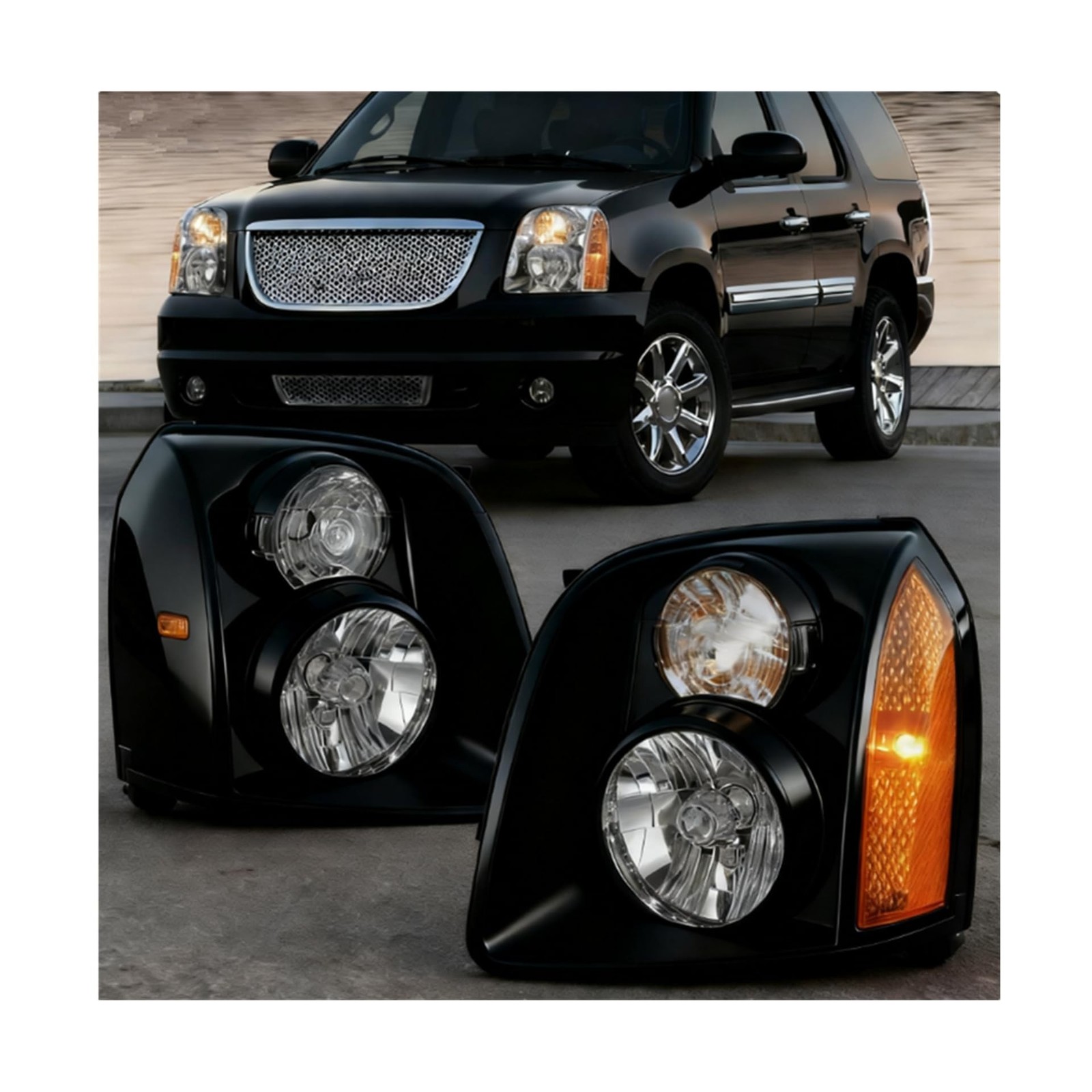 PHILTOP Headlight Assembly Compatible with 2007-2014 GMC Yukon,2007-2014 Yuko...