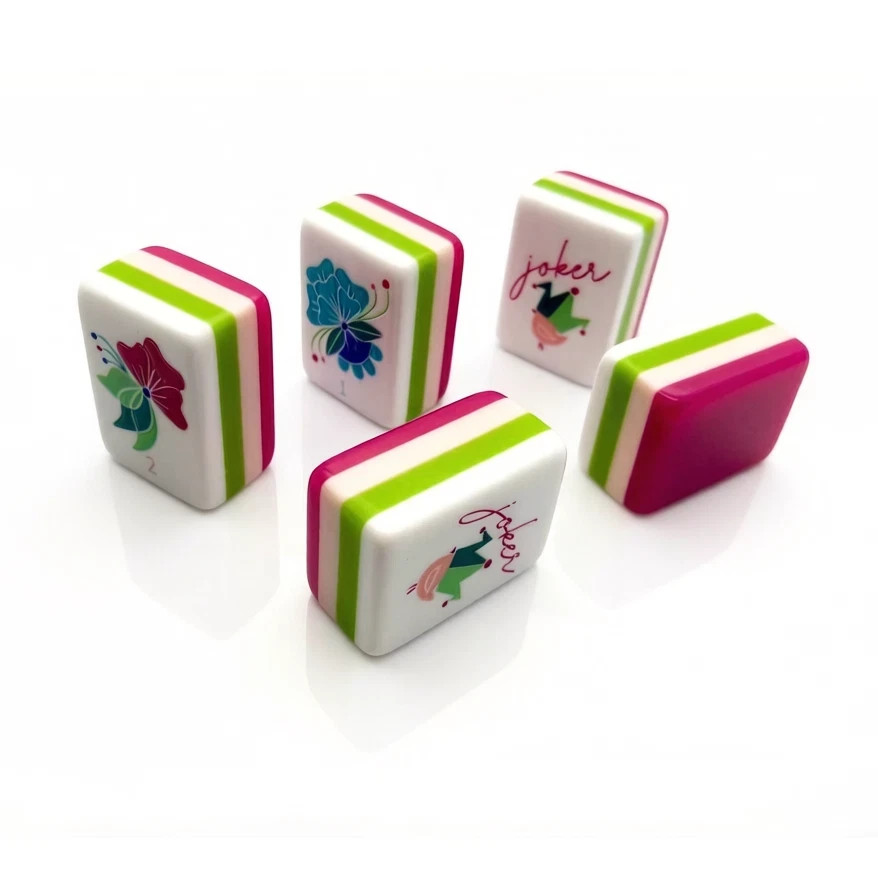 NEW! Vibrant Layered Mahjong Tiles – American Set 160 Tiles - Hot Pink
