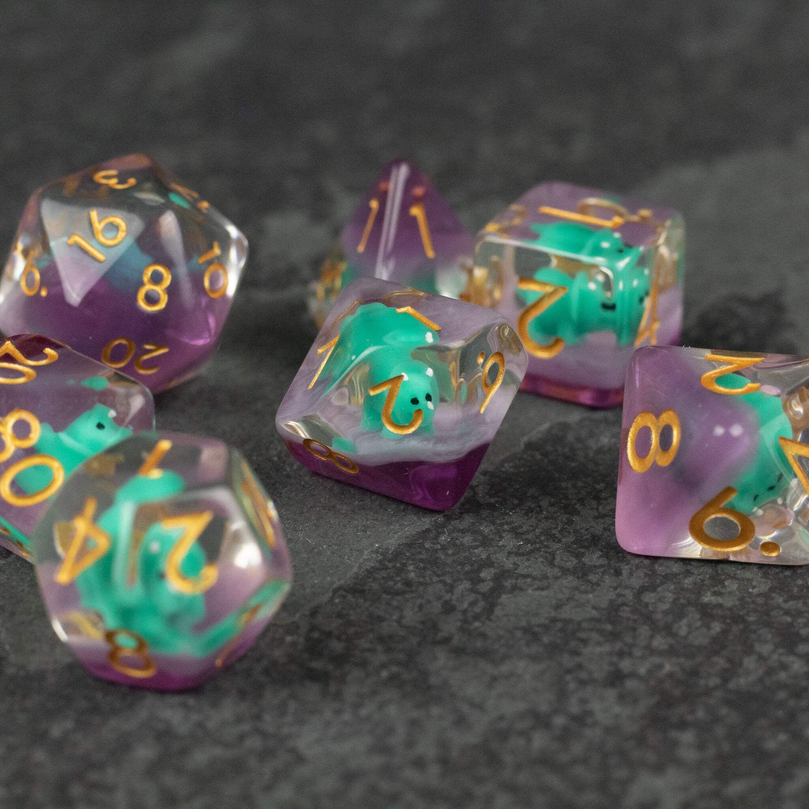 Green Triceratops Dice Set