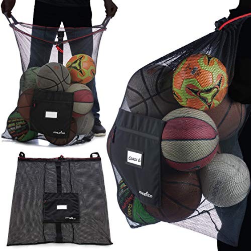Extra Large Ball Bag - Mesh Soccer Ball Bag - Heavy Duty Drawstring Bags Hold