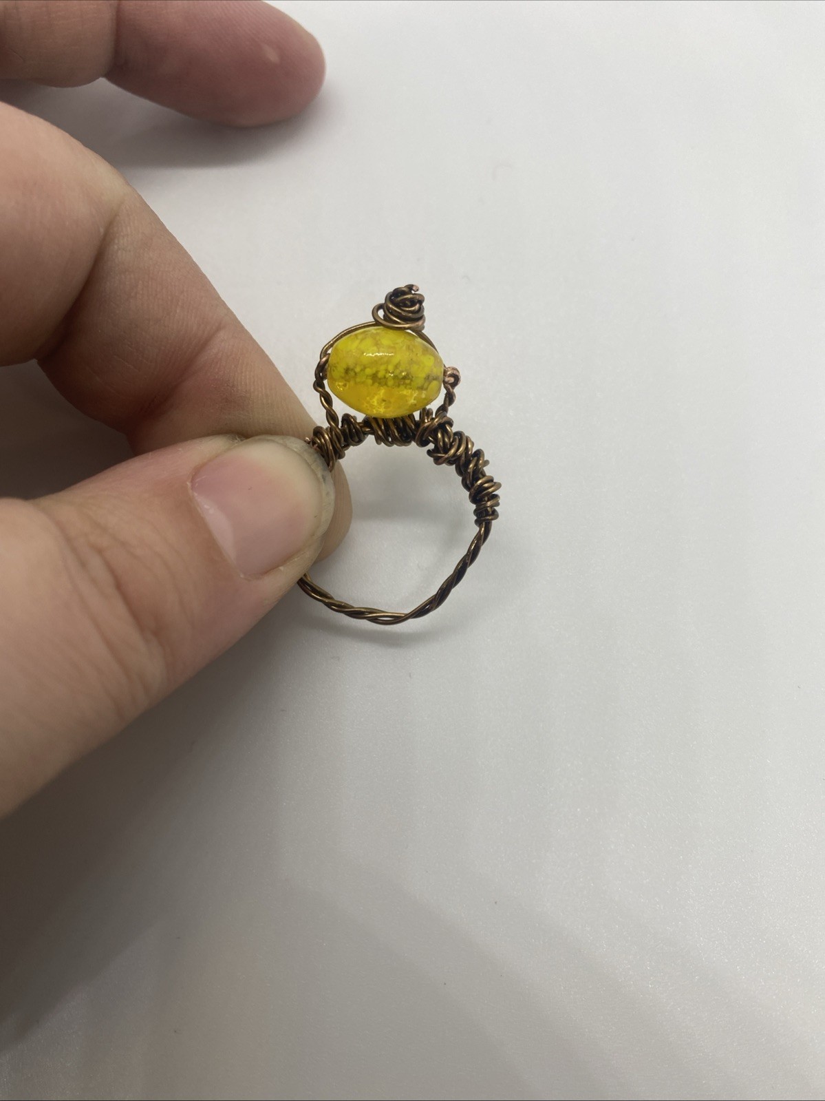 Yellow Bead Twist Ring
