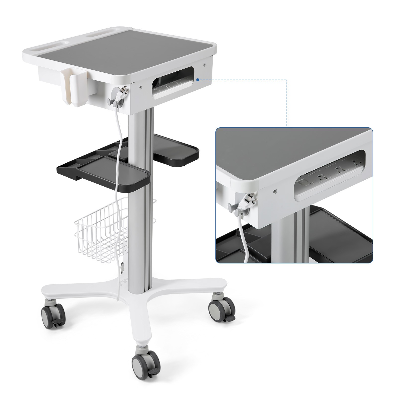 Dental Multi-Function Trolley Cart 40LBS Load Standard 360° Lockable Wheels