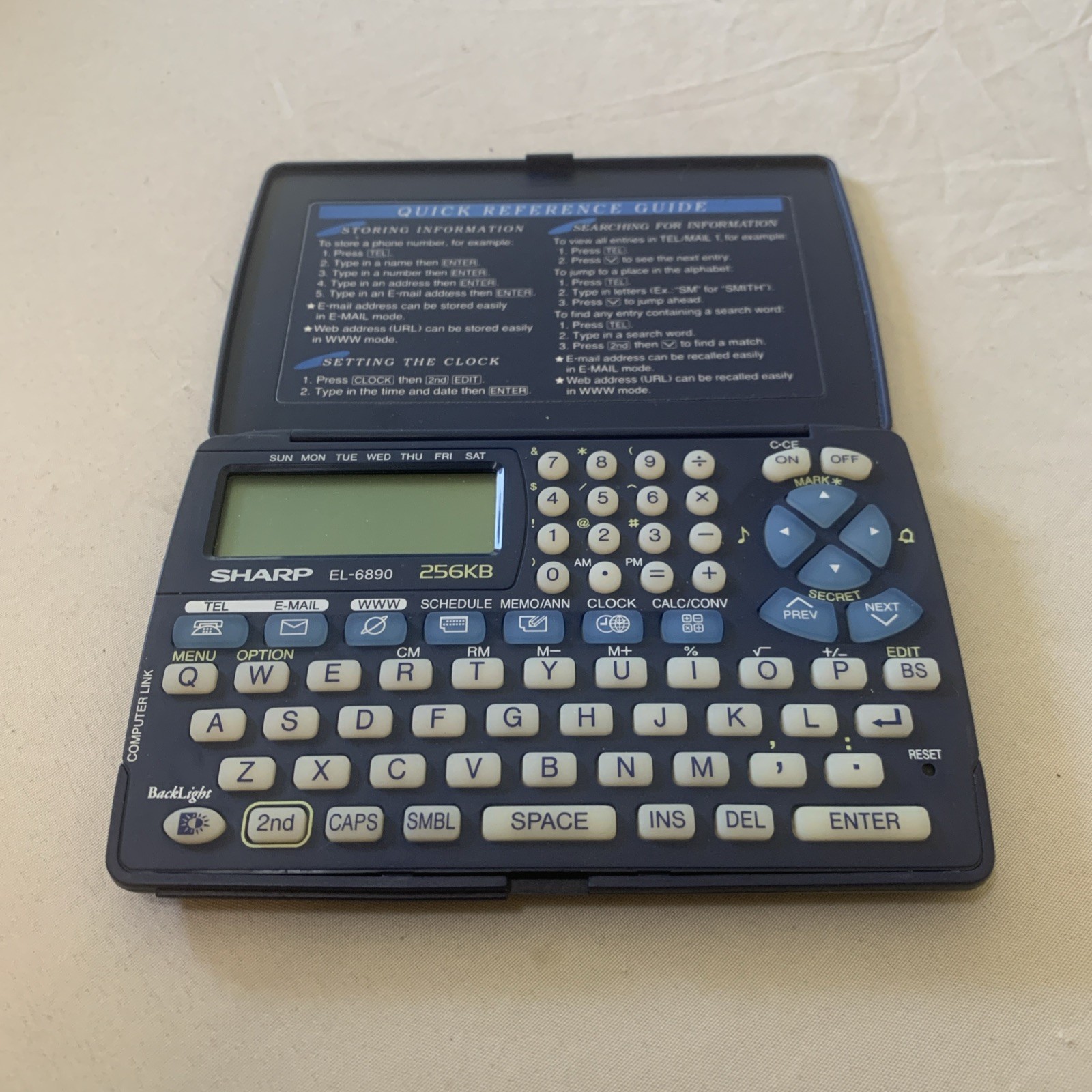 SHARP EL-6890 256KB Memo Master Organizer Planner Handheld Electronic Memo Clock