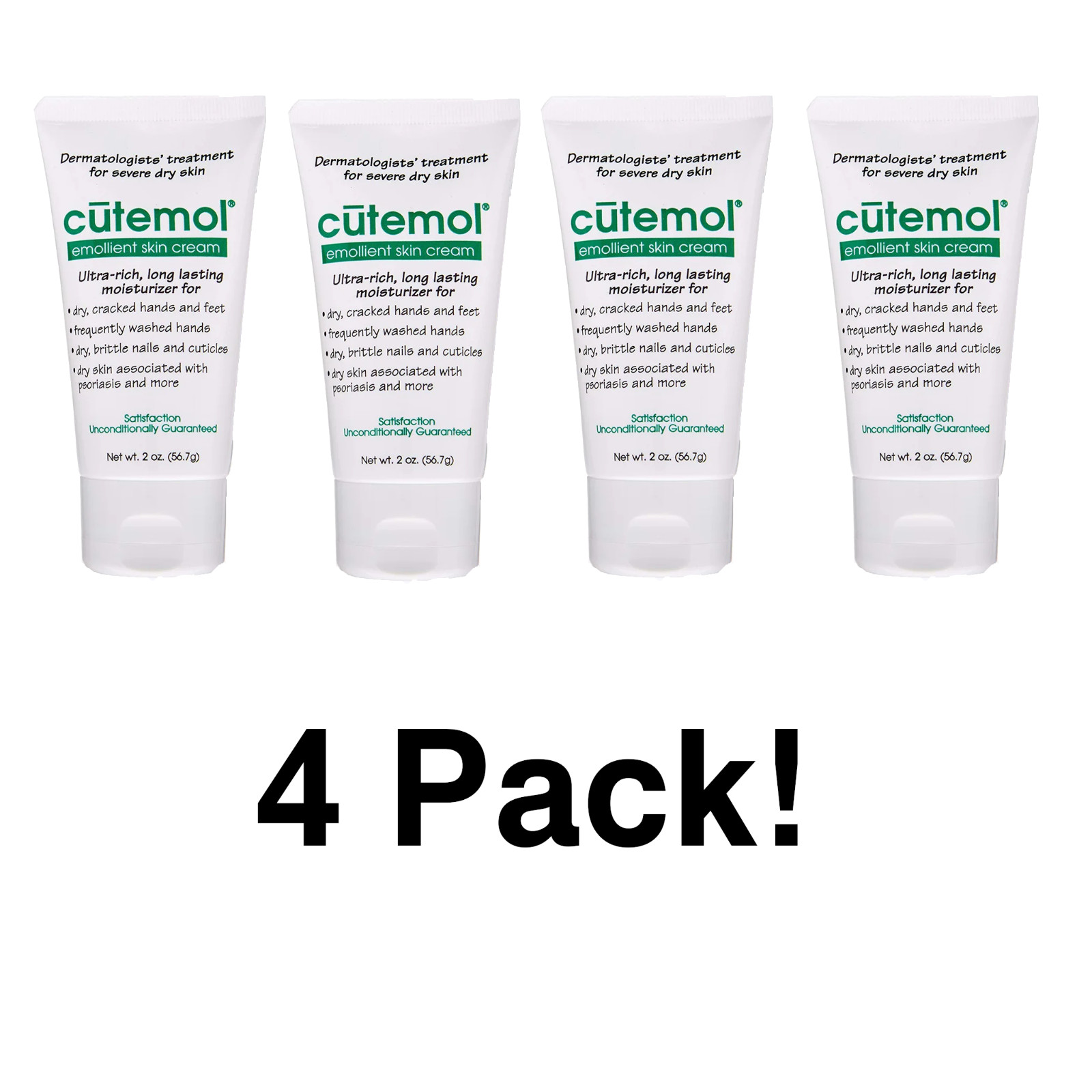 4 Pack, Cutemol Emollient Moisturizing Cream 2 oz Tube, For Dry Skin