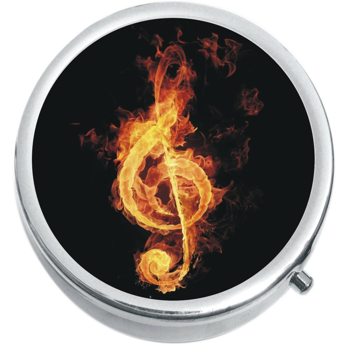 Fiery Treble Clef Medicine Vitamin Pill Box