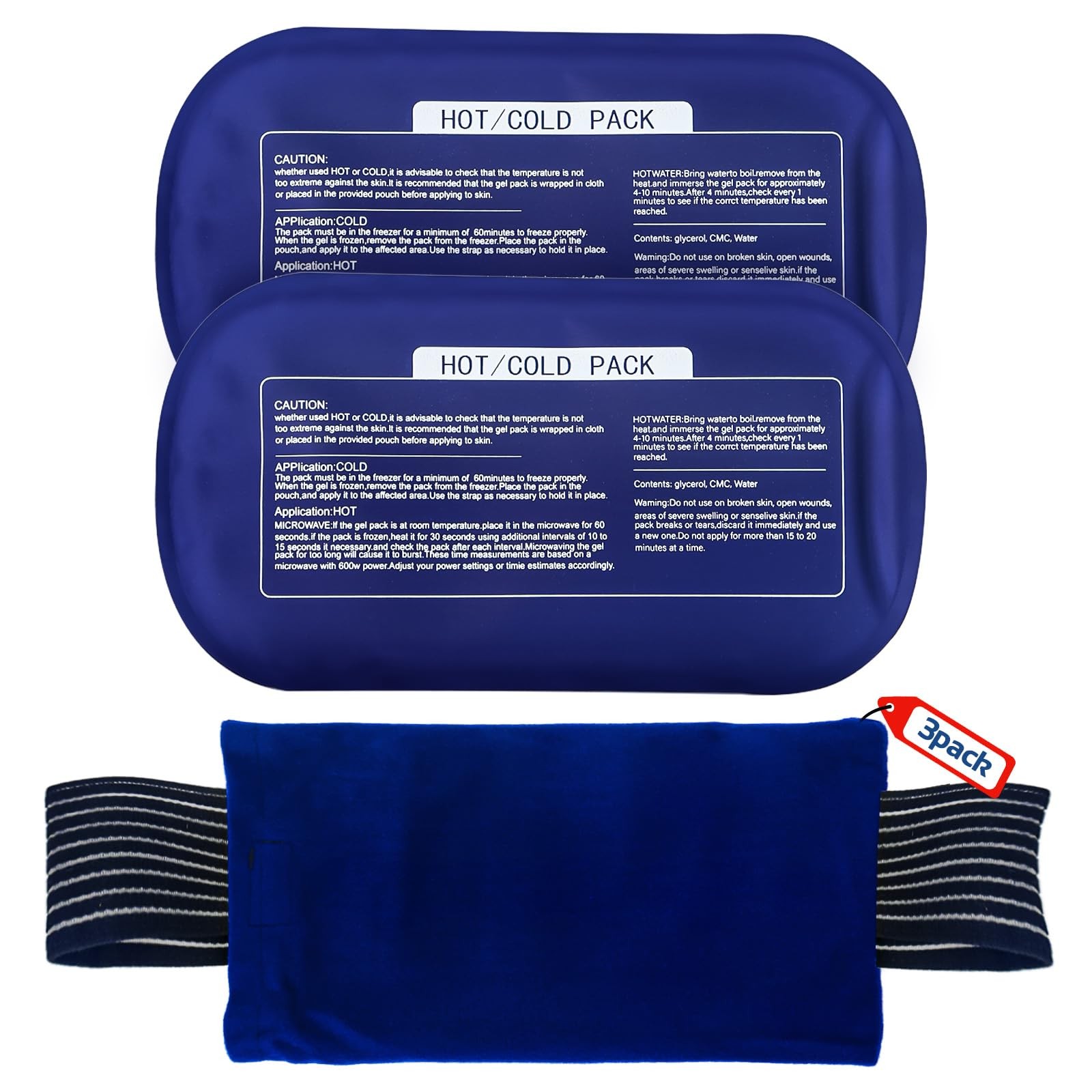 3 Pack Reusable Hot and Cold Ice Packs for Injuries, Knee 3 - Middle