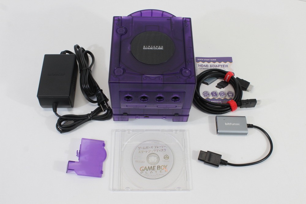 Nintendo Gamecube Clear Purple US JP Console GameBoy Player Startup Disc AC HDMI