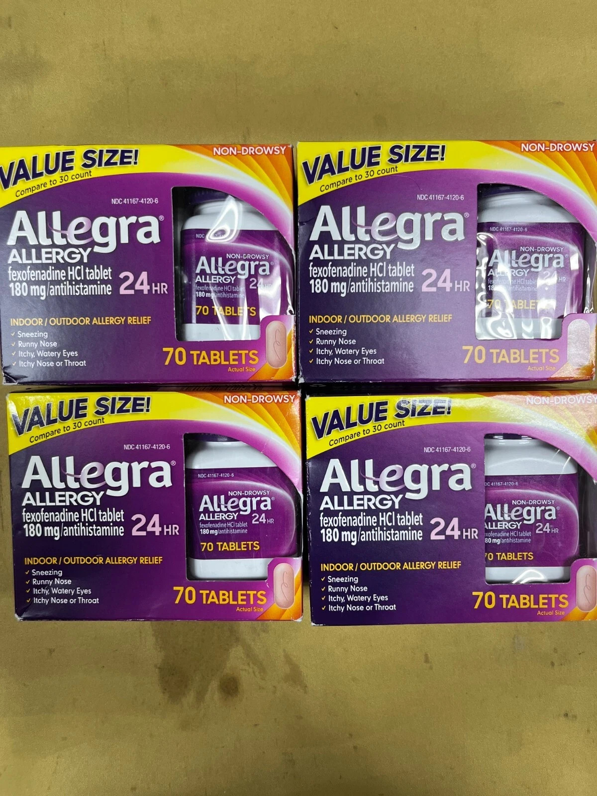 4 pack Allegra 180 mg Allergy Treatment Tablets for Adult 70 count - 04/26