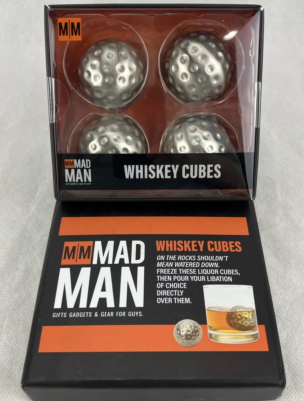 Mad Man Whiskey Chilling Cubes Stones Rocks Stainless Cooling Set Of 4 Dad Gift