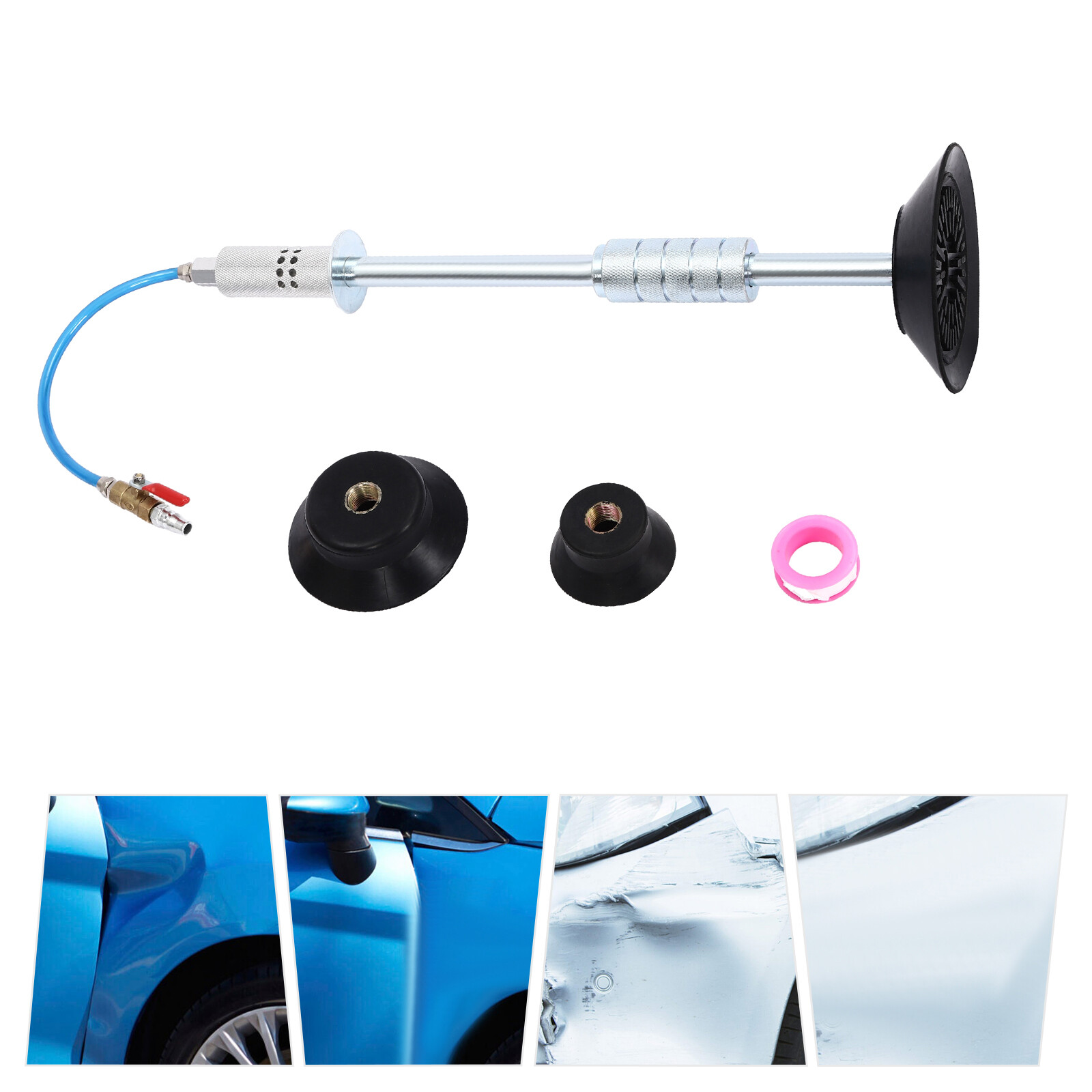 Pneumatic Puller Hammer with Hose& 3 Suction Cups Pneumatic Dent Repair Tool Set