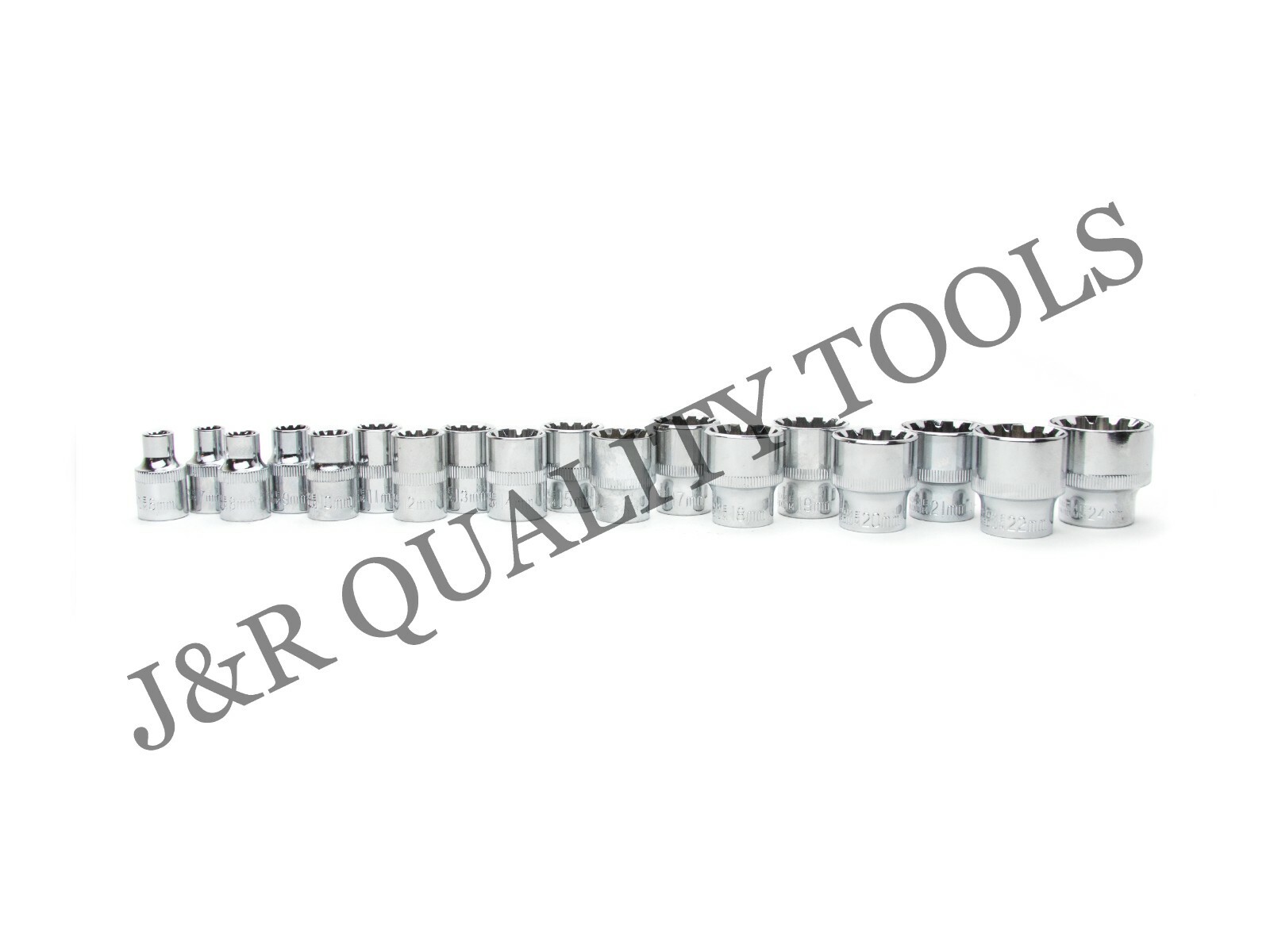 18 Piece Metric 3/8” Drive Socket Tool Set Universal Spline Socket Set