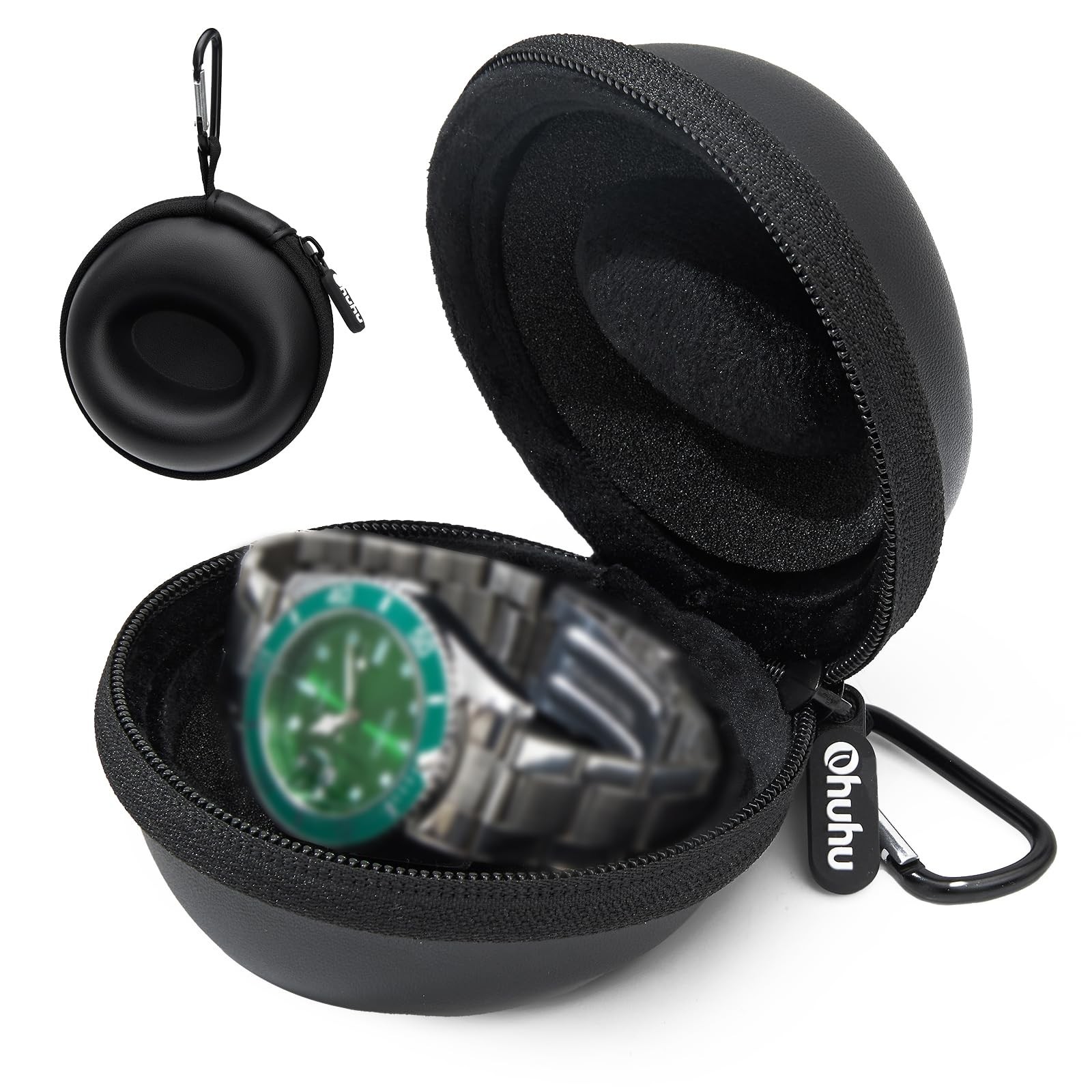 Ohuhu Travel Watch Case for Men Women - 4.3 x 4.7 x 0.79 inches, Black