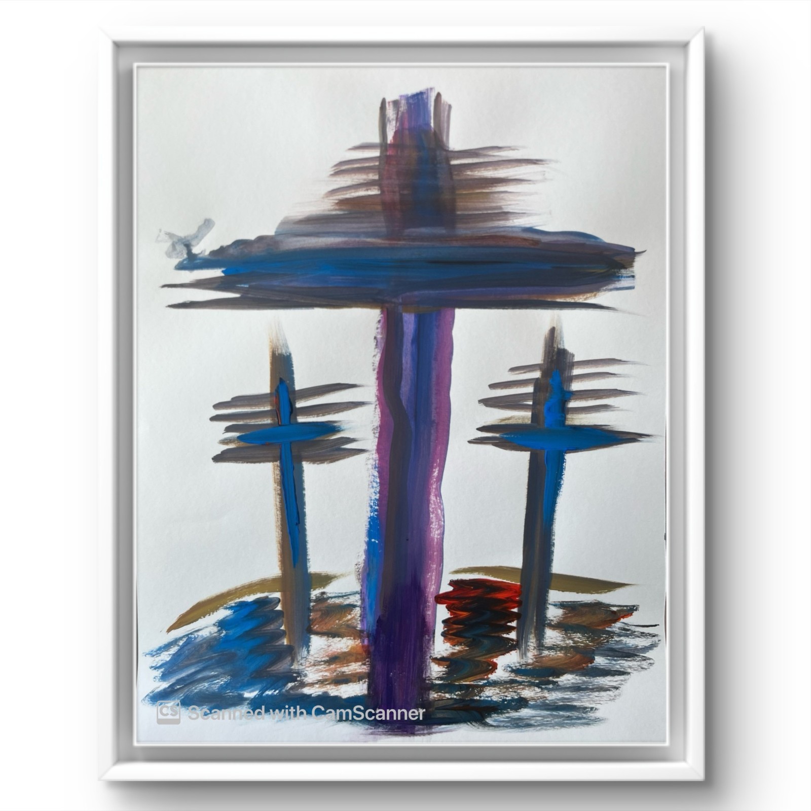 BLESSED#1314 Calvary Jesus Cross Vibration 14x11 Original Paper Art Abstract