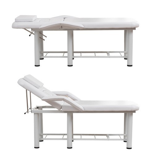 Professional Massage Bed Adjustable Height & Backrest Spa Facial Bed, White