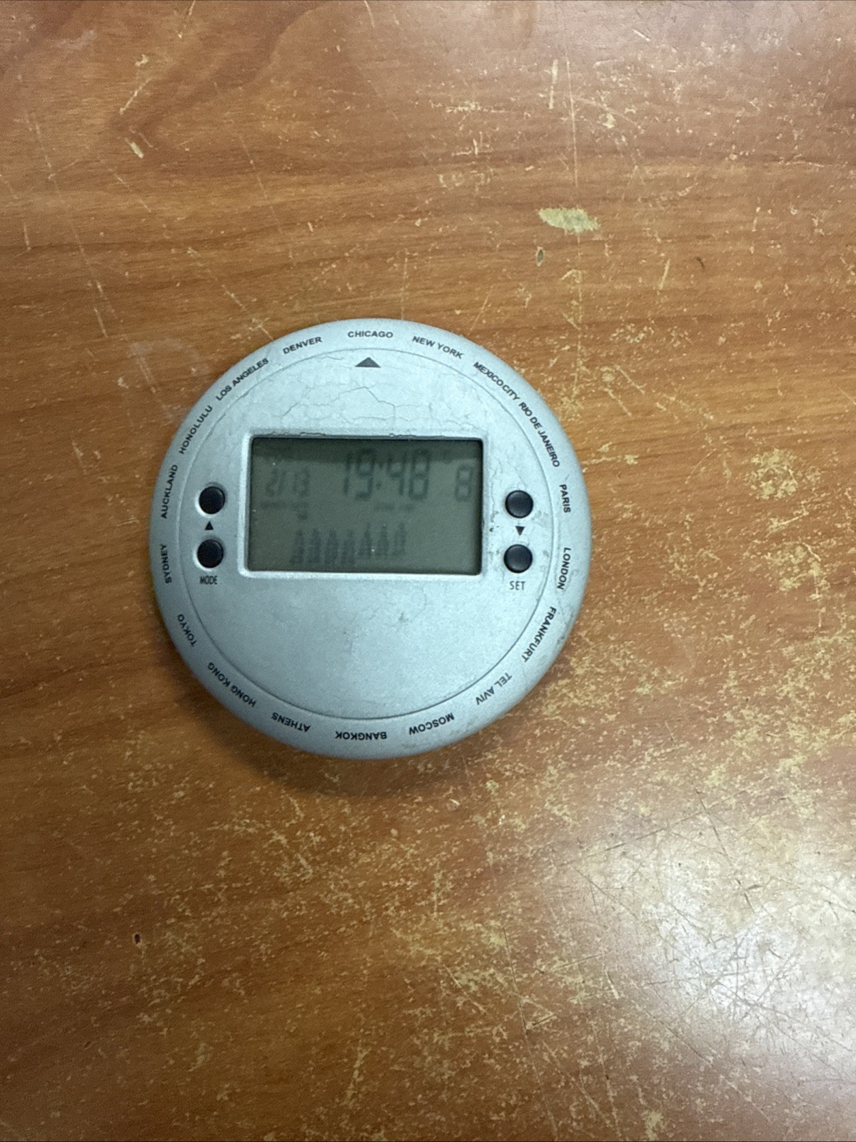 BEDOL  digital world clock, Round Brush Silver