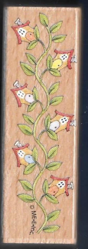 BIRDHOUSE IVY Beanstalk LEAVES BORDER Design ENGELBREIT Wood HOBBY RUBBER STAMP