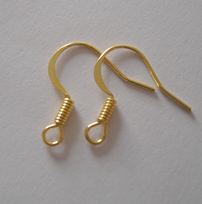 Gold Plated Flattened Earhook Fishhook 15 x15mm-100pcs.