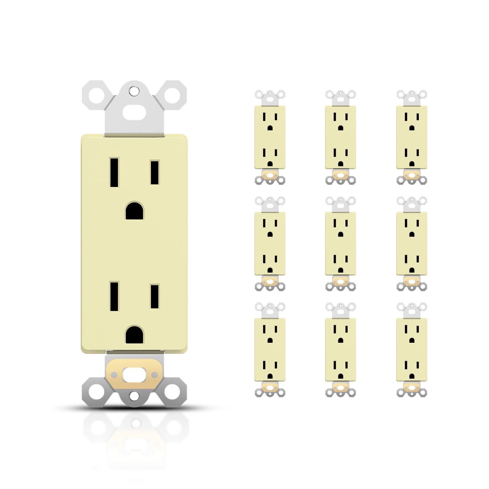 Decorator Receptacle Outlet, 15A 125V Standard Electrical Wall Socket, 2 Pole...