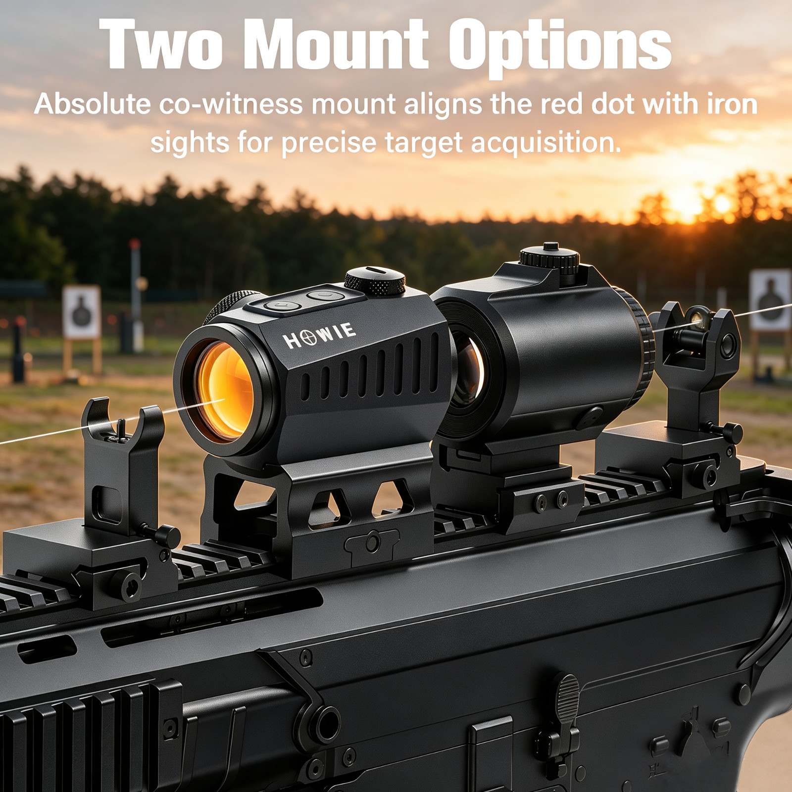 KiTOP 2 MOA Red Green Dot Sight & 3X Magnifier Combo Quick Release Flip Mount