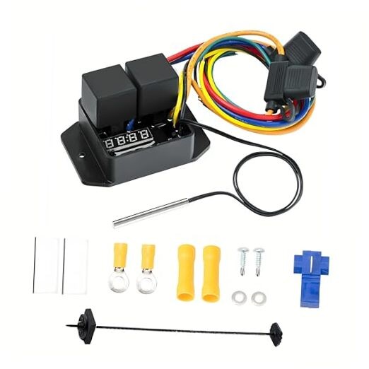 Digital Thermatic Fan Switch Kit #0444,12V and 24V, Adjustable Temperature