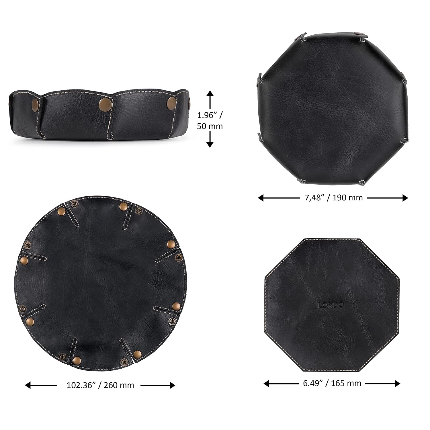 Genuine Leather Round Tray Organizer - Practical Storage Box for Wallets, Wat...