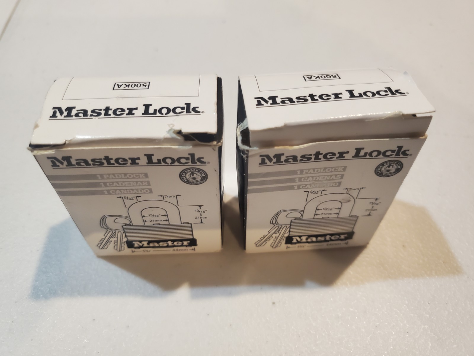 2 Master Lock 500KA Padlocks w/Keys And Box Both are keyed the same NIB
