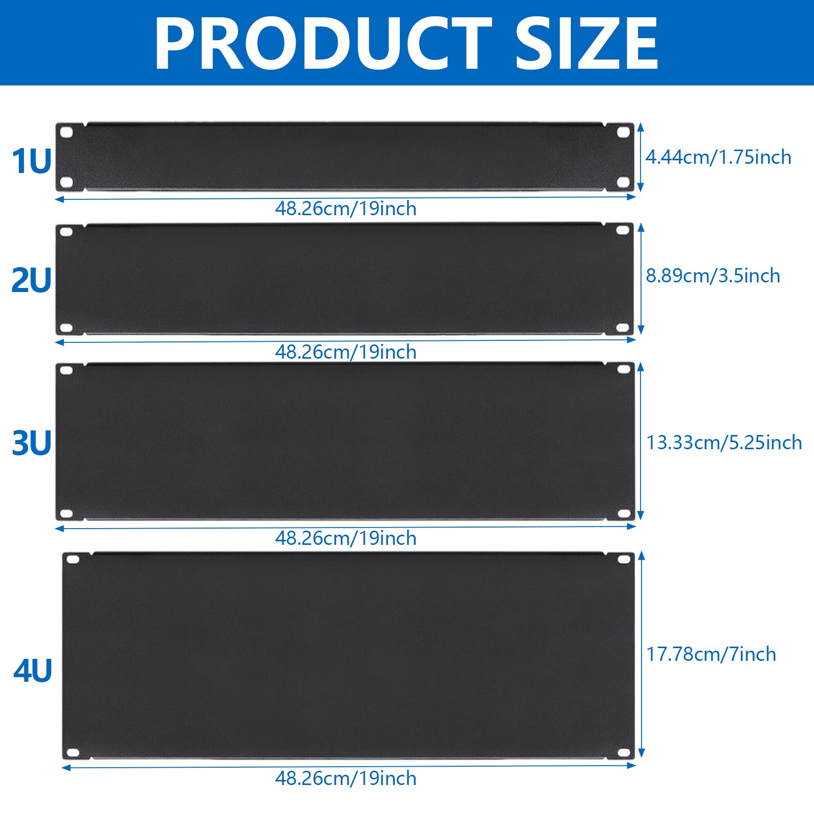 3U 19" Blank Plate Network Server Rack Mount Panel Thick Filler Spacer Black