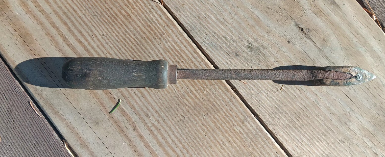Vintage Antique Handforged Wooden Handle 12" Soldering Iron
