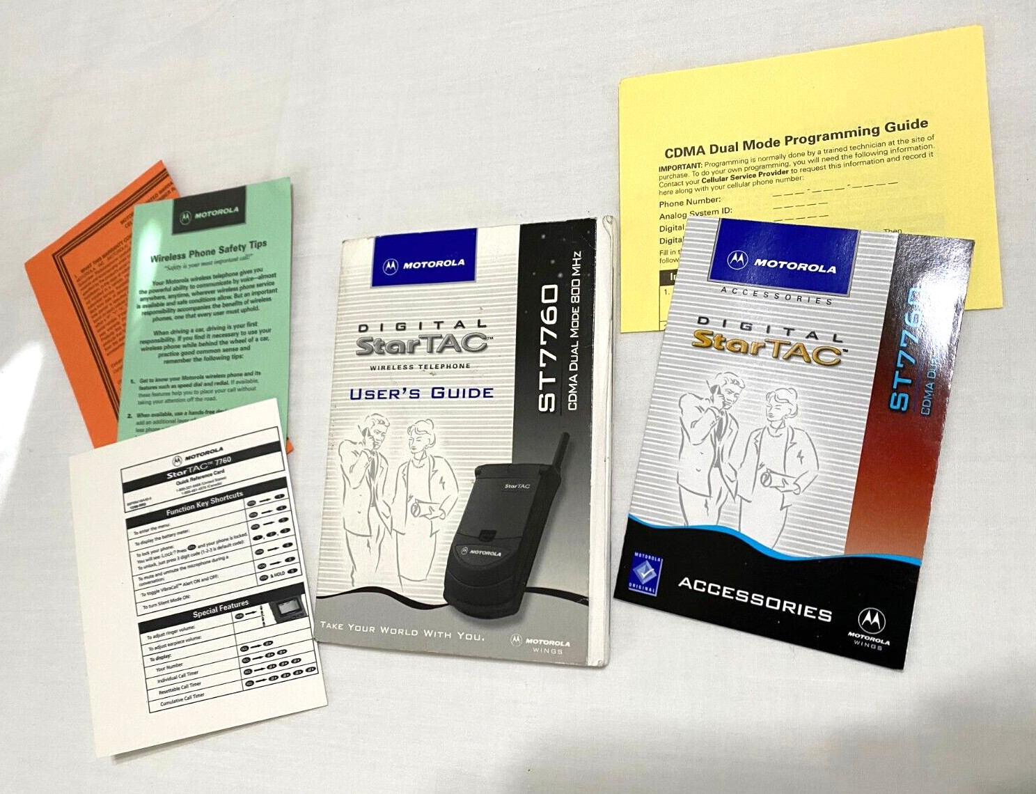 Motorola Digital StarTAC Wireless Users Guide ST7760 + Paper Inserts, NO PHONE