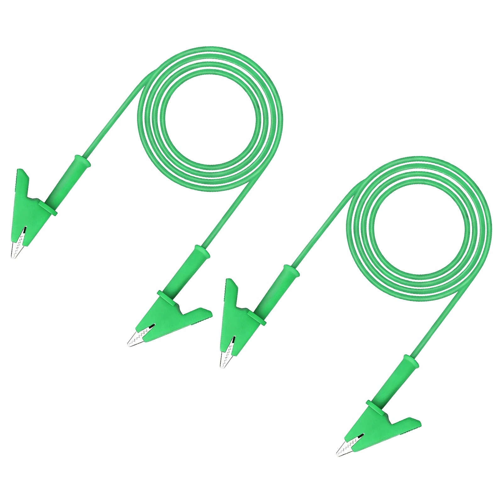 2 Pcs Dual-ended Alligator Clips Test Leads, 15A, 2m/6.56ft, Green