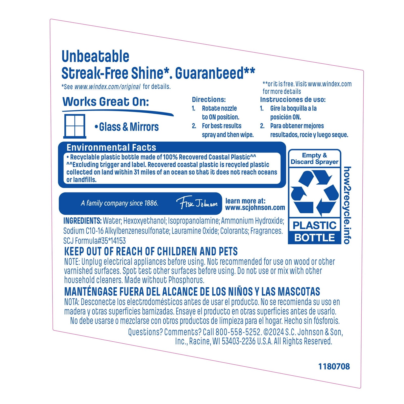 Windex Glass and Window Cleaner Spray Bottle, Original Blue, 23 fl oz