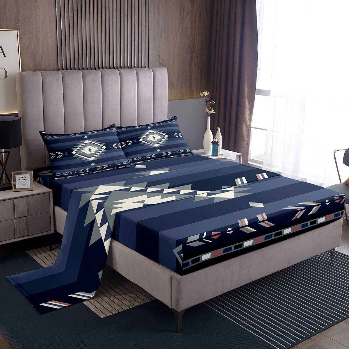 Twin Size Southwest Native Design Bed Sheets Set Boys Girls Southwestern Geom...