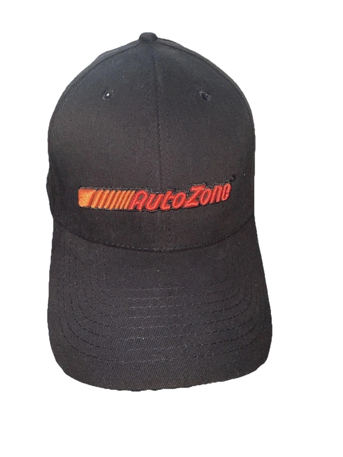 Auto Zone w Logo Orange red on Black Hat Cap Hook Loop Unbranded