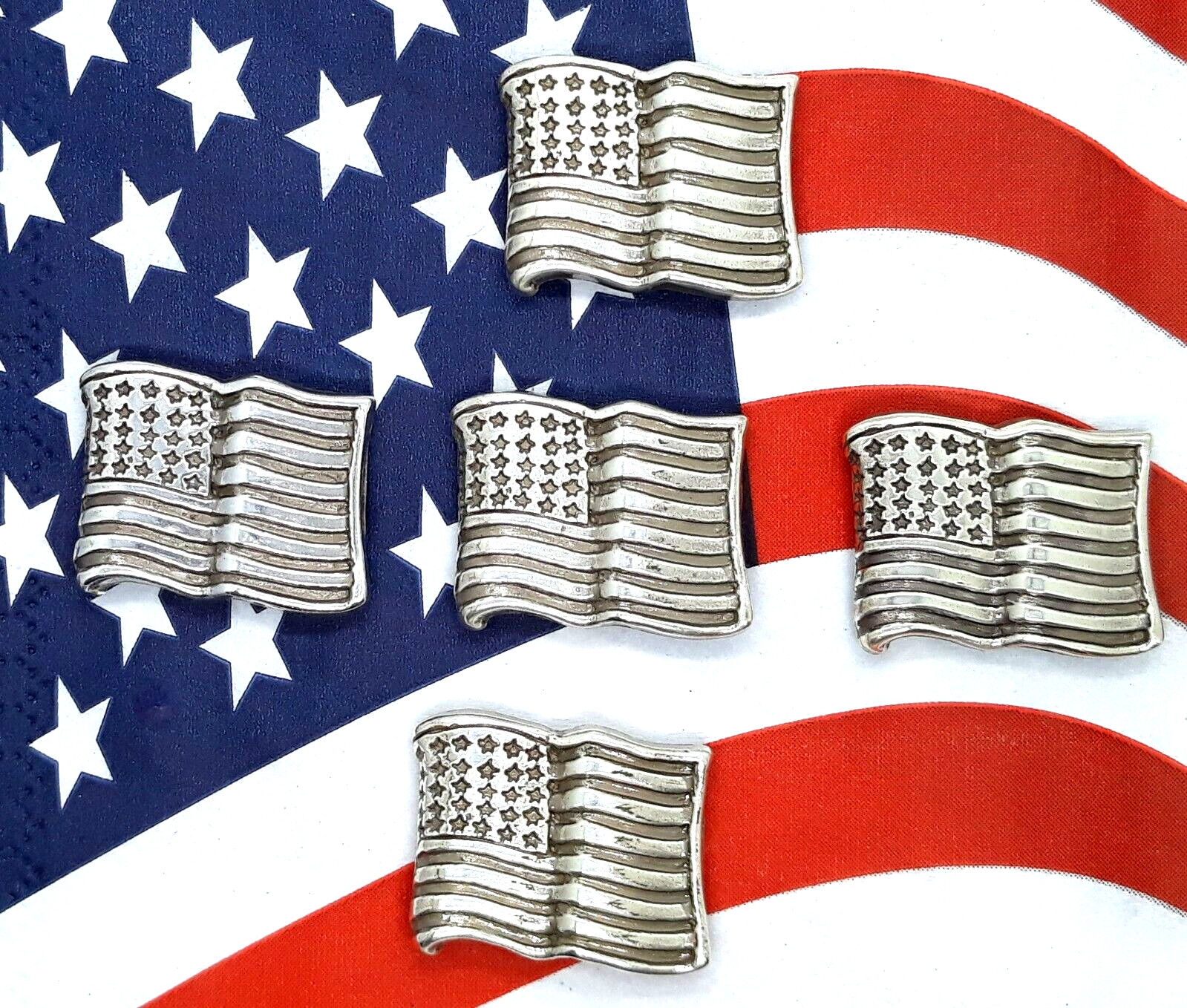 American Flag Conchos  1 1/8" x 7/8" 5 Total