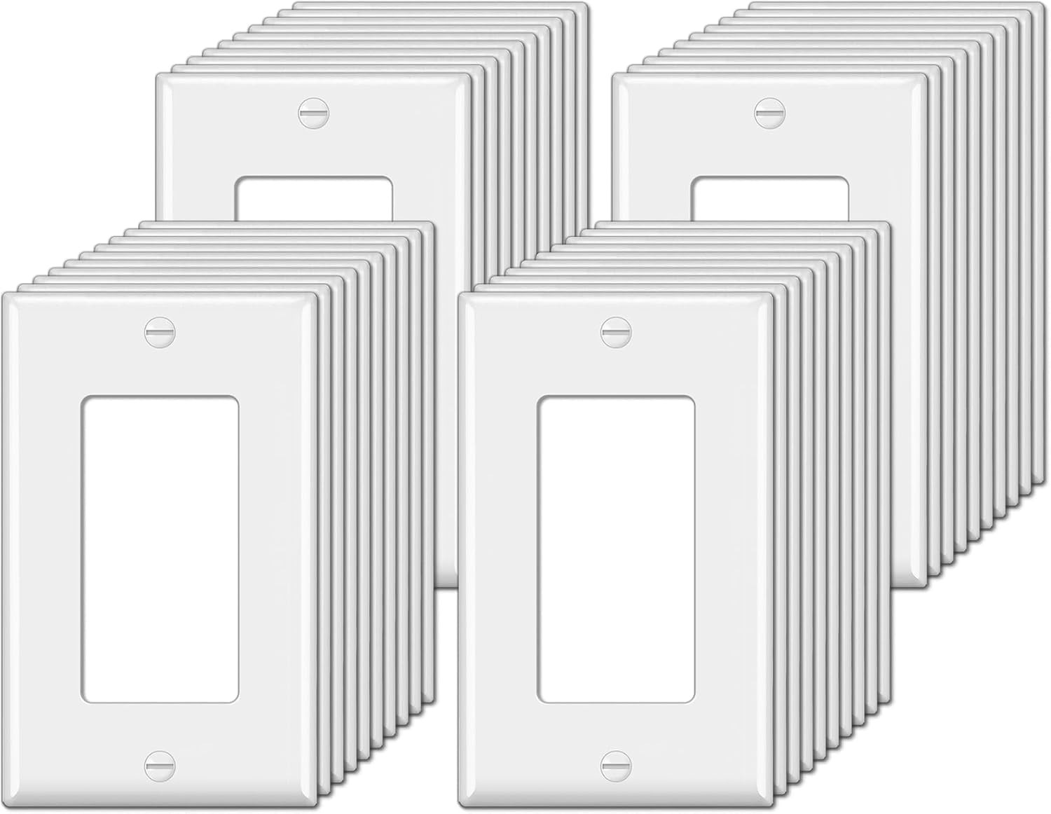 40 Pack 1-Gang Switch Plates Electrical Outlet Receptacle Covers Unbreakable