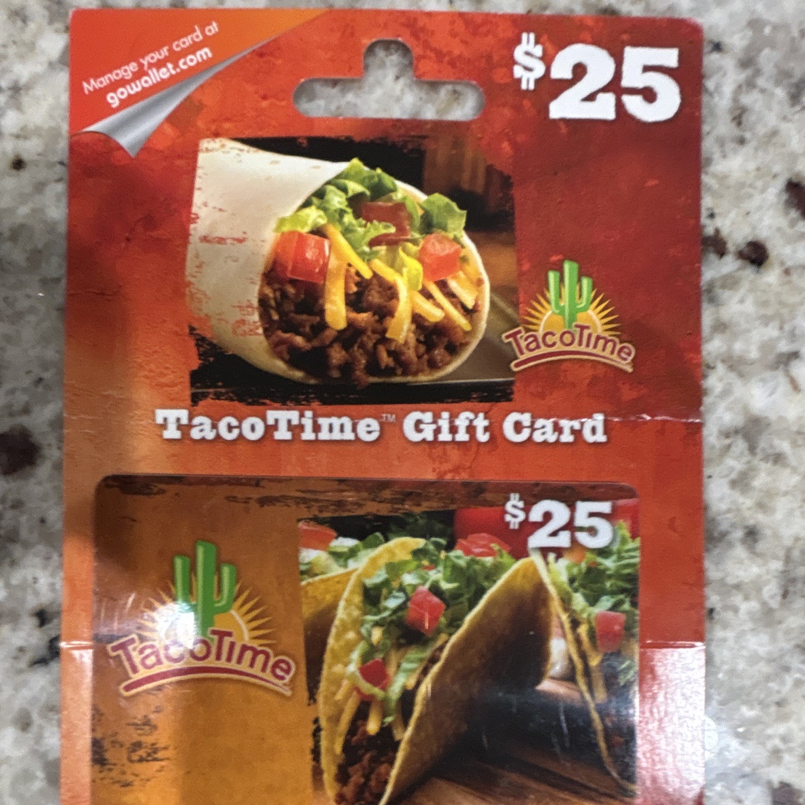 TacoTime $25 Gift Card Food & Beverage US-Nationwide No Expiration, Packaging
