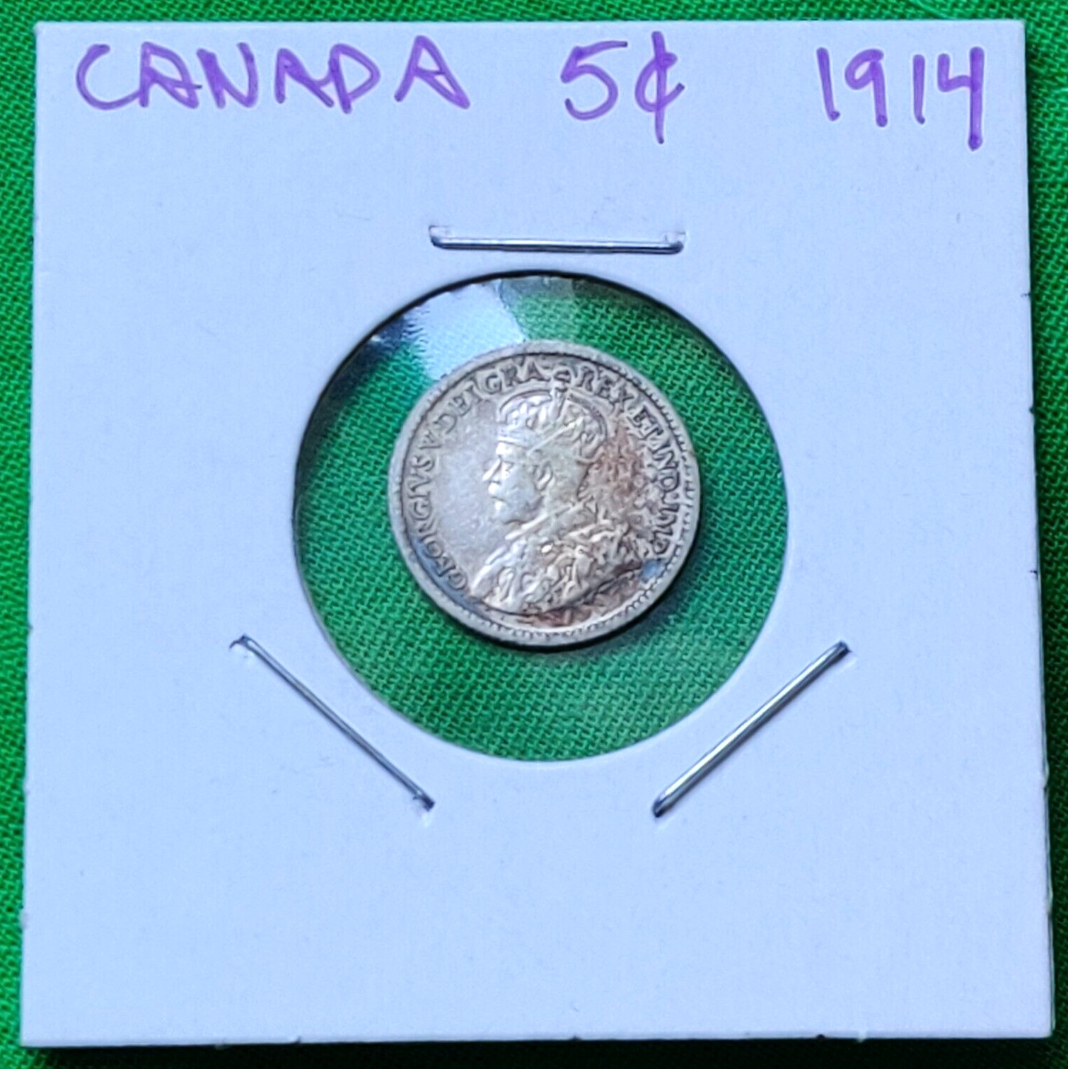 CANADA 5 Cents Silver 1914 George V