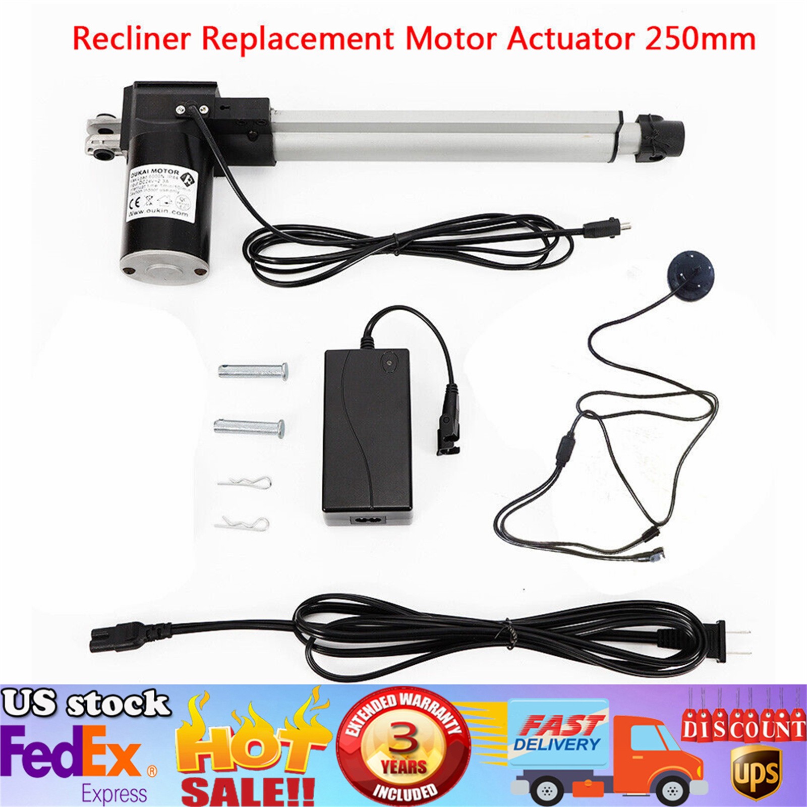 24V 250mm Electric Recliner Motor Replaces Kit Lift Chair DC Motor Actuator IP44