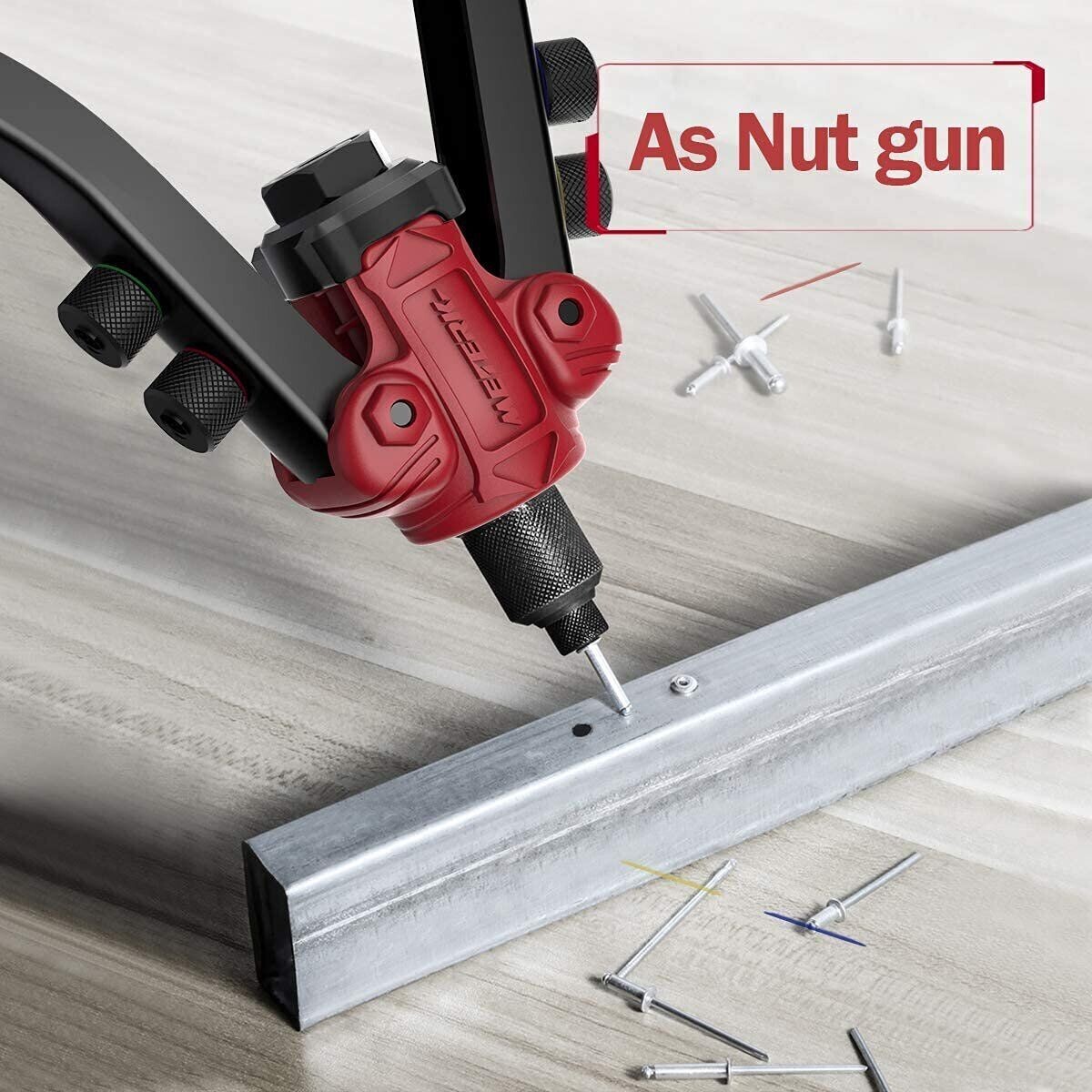 Meterk Rivet Gun Kit Rivnut Thread Setting Tool Nut Setter NutSert Metric & SAE