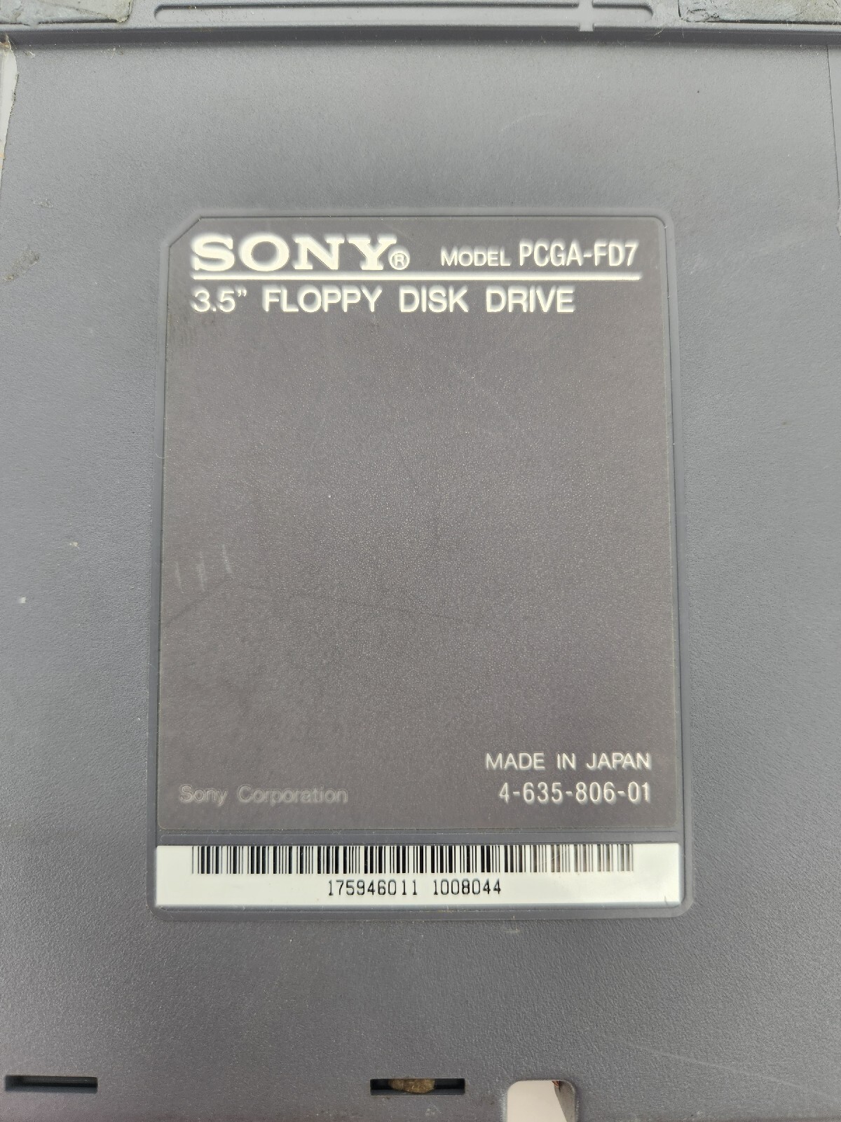 SONY® VAIO Model PCGA-FD7 3.5" Floppy Disk Drive - UNTESTED